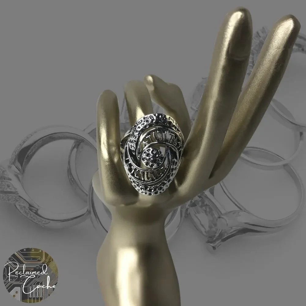 Long Boho Silver Ring - Size 10